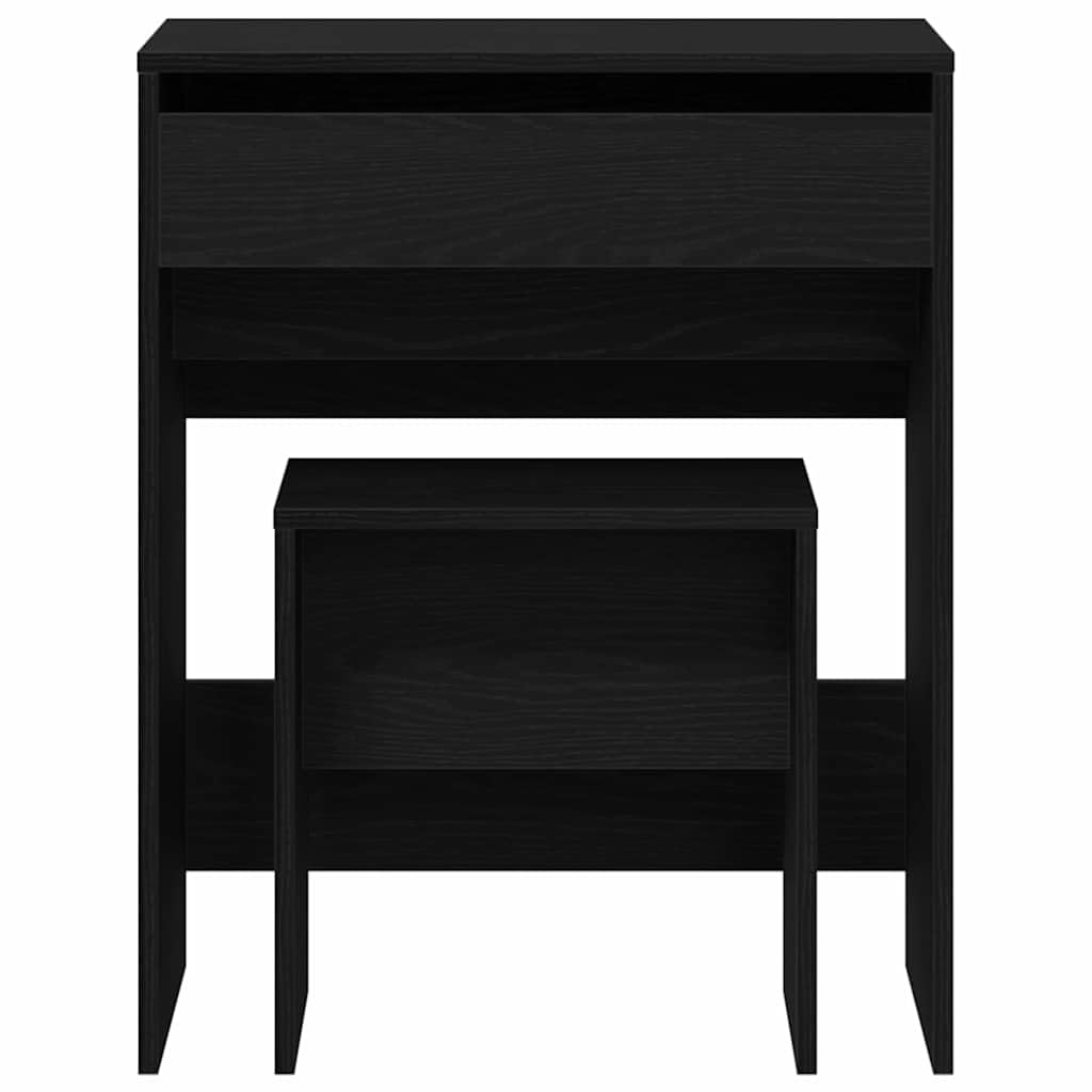 Schminktisch Schwarz Eichen-Optik 60 x 40 x 75 cm Holzwerkstoff mit ausziehbaren Schubladen, moderner minimalistischer Make-up Tisch für Schlafzimmer, pflegeleichte glatte