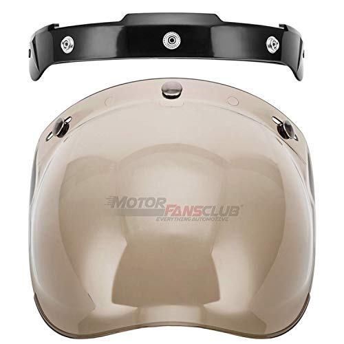 MotorFansClub Universal 3-Snap Bubble Shield Visor with Flip Adapter Accessories Fit For Compatible With Street Motorcycle Helmet (Smoke)