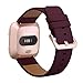 Surace Compatible for Fitbit Versa Bands, Leather Band Replacement Strap Compatible with Fitbit Versa 2 Bands Versa Lite Bands Smart Watch, Wine Red