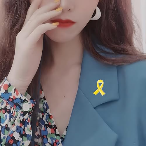 Image of 20 /50 /100pcs Yellow Ribbon Pins Bone Cancer Childhood Cancer Awareness Enamel Lapel Brooch Support Campaign Charity Donation Event Gifts