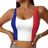 Soutien-gorge de sport imprimé drapeau français pour femme, soutien-gorge d'entraînement pour femme, soutien-gorge de sport, hauts d'entraînement pour femmes, soutien élevé, noir, Taille S
