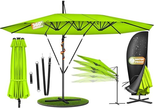 KESSER Sonnenschirm Doppelsonnenschirm 4 6m x 2 7m | Ampelschirm Abdeckung & Ständer | Kurbelschirm Aluminium wasserabweisend | Neigbar Kippbar 360 Drehbar Anthrazit