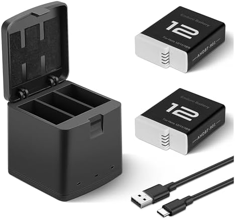 2 Packs Batteries 1800mAh for GoPro Hero 12 Black with 3 Channel Battery Charging Station Compatible with GoPro Hero 12, 11, 10, 9 Black Camera
