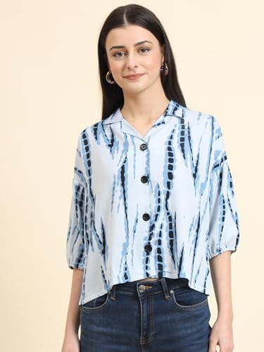 Image of Women's Cotton Blend Printed Combo (Pack of 2) Shirts - 3 /4 Sleeves V Collar Neck