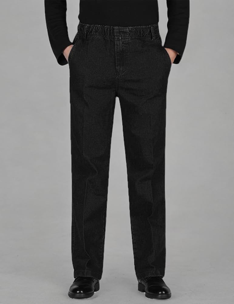 IDEALSANXUN Men’s Elastic Waist Loose Fit Denim Pants Casual Solid Jeans Trouser - Image 8