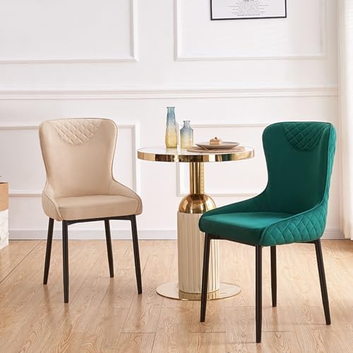 Miniatura 4 de High-End Velvet Dining Chair - Upholstered Tufted Chair with Black Metal Legs for Dining Room, Cafe, Restaurant, and Milk-Tea Shop Lounge with