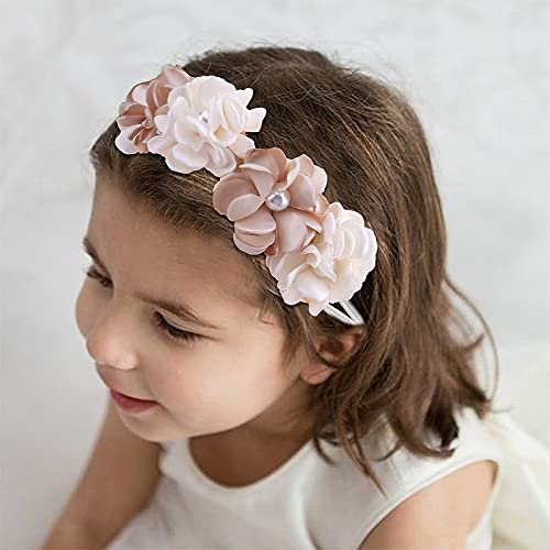 3pcs Baby Girl Floral Headbands Set-Elastic Hair Band Crown Flower Wraps for Newborn Infant Toddler2