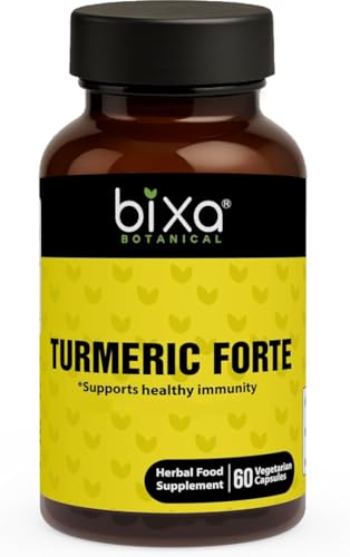 bixa BOTANICAL Turmeric Forte Capsules | High-Potency Curcumin with Black Pepper | Enhanced Absorption for Joint & Immune Support | 100% Pure Ayurvedic Herbal Supplement | 450mg, 60 Vegan Capsules