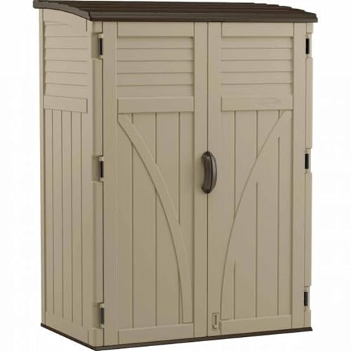 Suncast 54 Cubic Ft. Vertical Resin Outdoor Storage Shed, Sand, 52” x 32.5” x 71.5´´, Brown