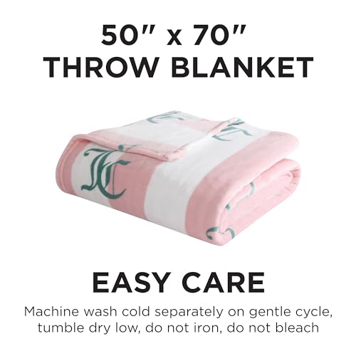 Juicy Couture Cabana Plüsch-Überwurfdecke, 127 x 178 cm, luxuriöse Mikrofaser-Plüschdecke für ultimativen Komfort und gemütliche Wärme – Ansicht 2