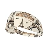 Boys Girls Sports Sweatbands, Multipurpose Long Head Band for Yoga Fitness Shower, Fashion Paris Eiffel Tower Art Headwear Head Decor