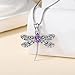 QKABTI Vintage Dragonfly Necklace for Women 925 Sterling Silver, Oval February Birthstone Dragonfly Pendant Boho Jewelry Birthday Gift for Her, Mom, Grandma