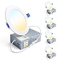 Ensenior 4 Pack 4 Inch LED Recessed Light, Dimmable, 3000K-5000K 3CCT, 750LM High Brightness, 9W 120V, Damp Rated, Ultra-Thin Canless Wafer Ceiling Light - ETL & FCC & IC