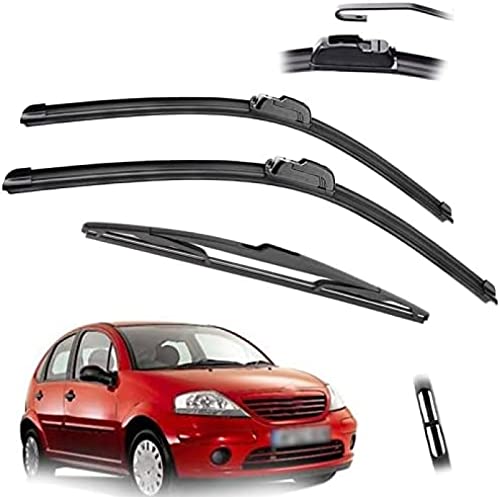 Limpiaparabrisas Delantero Trasero del Coche Limpiaparabrisas Escobillas Cepillos Cortador Accesorios para Citroen C3 MK1 2002 2003 2004 2005 2006 2007 2008 2009 24 18 14
