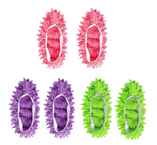 LATRAT Lot de 3 paires de chaussures à serpillère réutilisables pour le nettoyage des sols, la poussière, la saleté, les cheveux, le bureau