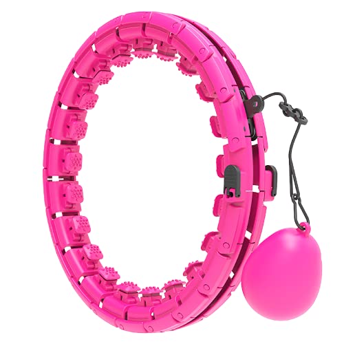 LONEA Weighted Hoola Hoop for Kids - Smart Fitness Smart Hoola Hoops for Adults Exercise, Indoor Hoola Hoop for Women and Man, Adjustable Size 43" (Pink)