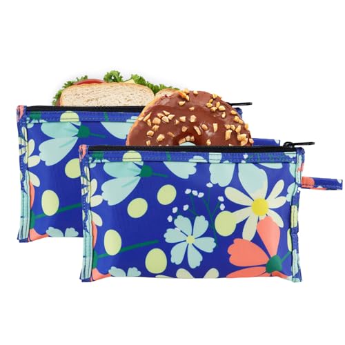 Moyad Tostapane Sacchetti –Confezione da 2 Riutilizzabile Antiaderente Resistente al Calore –Sandwich Pane Pizza Tasche in Microonde Tostapane Forno Grill -Fiori colorati, S