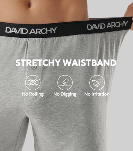 Image of DAVID ARCHY Men's Bamboo Rayon Boxers Breathable Cooling Mens Boxer Shorts with Button Fly Relaxed Fit Underwear 3 /4 /5 Pack