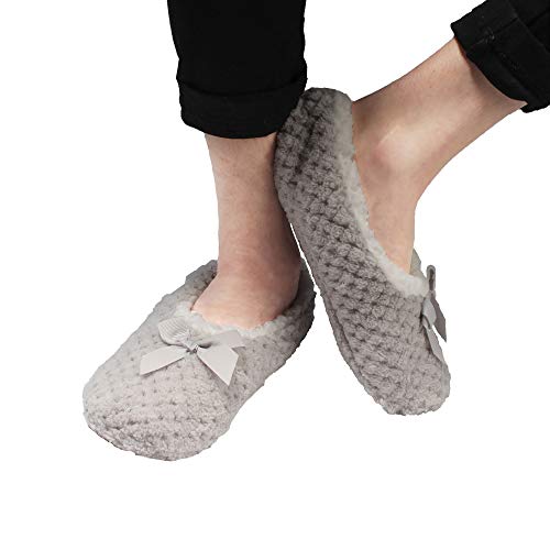BambooMN Adult Super Soft Warm Cozy Fuzzy Soft Touch Sleeper Slippers Non-Slip Lined Socks2