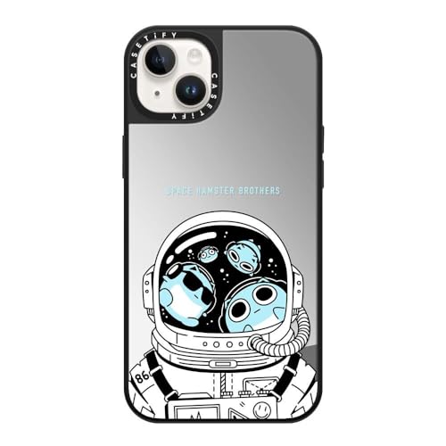 CASETiFY �~���[ iPhone 14 Plus �P�[�X [1.5m����̗����������N���A/MagSafe �ɑΉ�] - SPACE - �V���o�[ (�u���b�N�o���p�[)