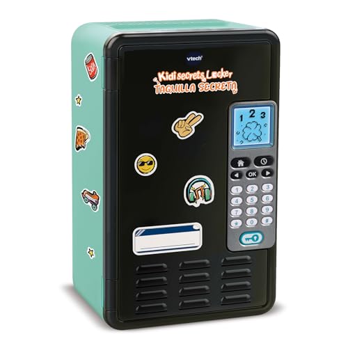 VTech - KidiSecrets Locker Taquilla Secreta, Caja fuerte con código secreto, Joyero niños, Personalizable, Pantalla LCD, Música, Alarma, Juguetes Electrónicos, color negro, Versión ESP