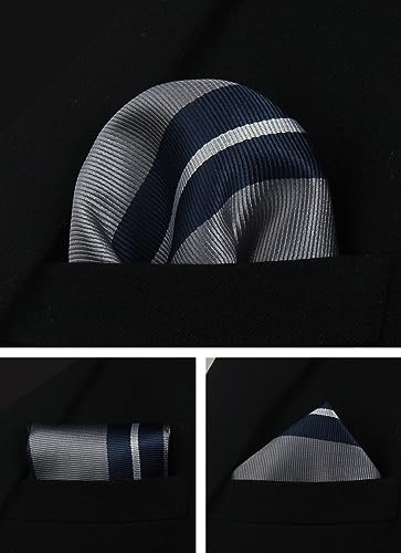 Image of Striped Plaid Polka Dot Mens Tie Formal Necktie Pocket Squares Ties Clips Cufflinks Classic for Men Set