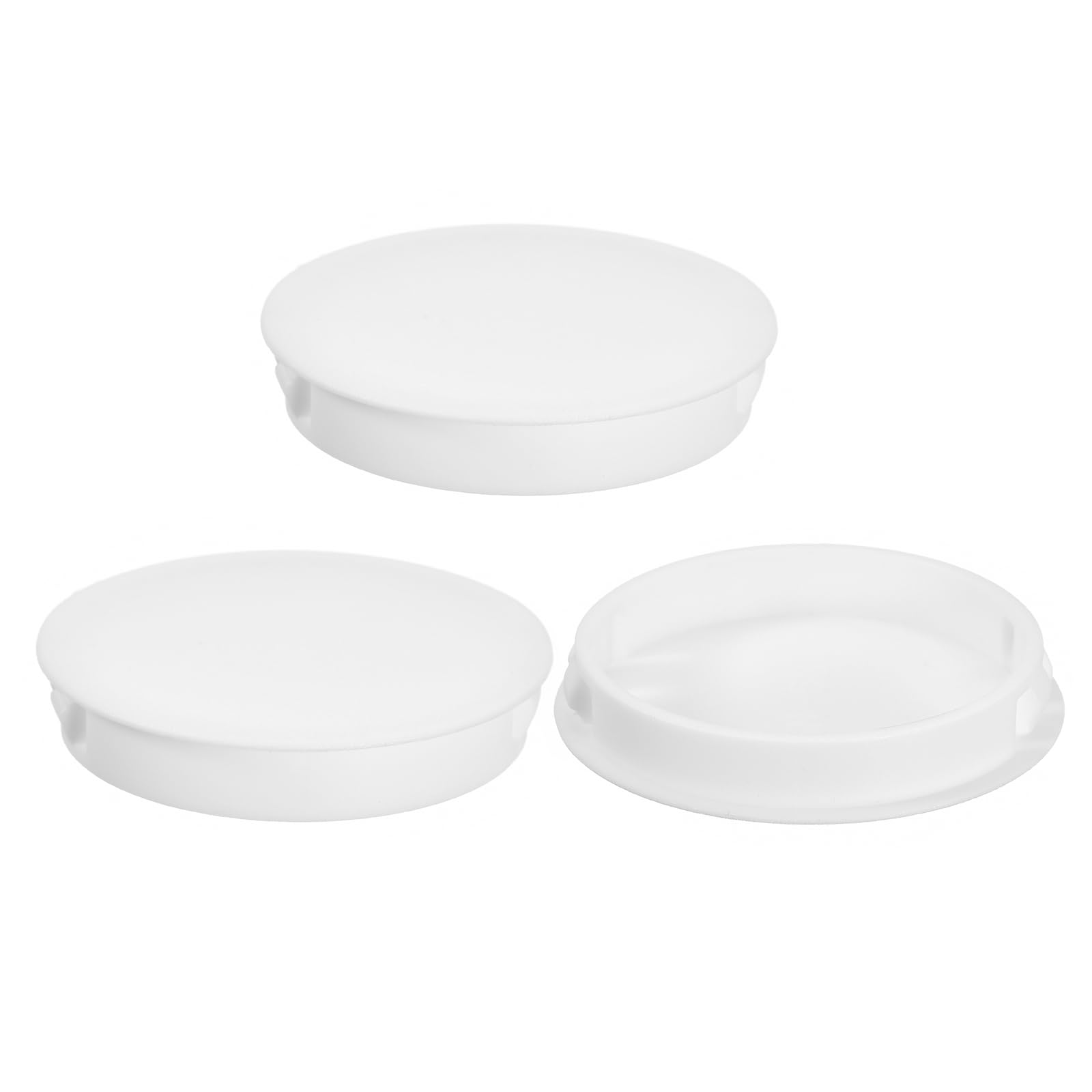sourcing map 3Pcs 60mm(2-3/8") Nylon Hole Plugs, Flush Type Panel Round Snap in Fastener Knockout Locking Plugs for Furniture Insert End Caps Panels, White