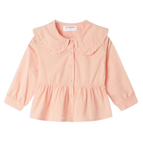 Image of Mud Kingdom Girls Blouse Shirts Spring Fall Long Sleeve Button-Down Top Ruffle Collar