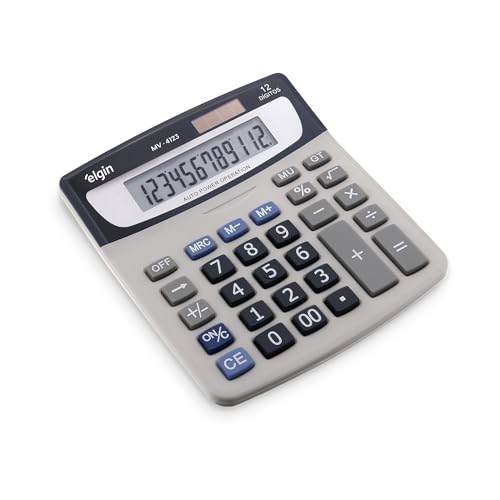 Calculadora 12 dígitos MV-4123 Elgin Visor Inclinado Função Markup Cinza