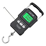 CAMRY Digital Luggage Scale Hanging Scale Fishing Scale with Measuring Tape Ruler Portable Scale with Hook for Travel Suitcase,165lb/75kg with Green Backlit LCD Screen