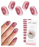 JMEOWIO Nagelfolie UV Härtend Lila Katzenauge UV Gel Nail Strips Nagelsticker Nagelaufkleber Nail Art Dekoration Nageldesign Zubehör