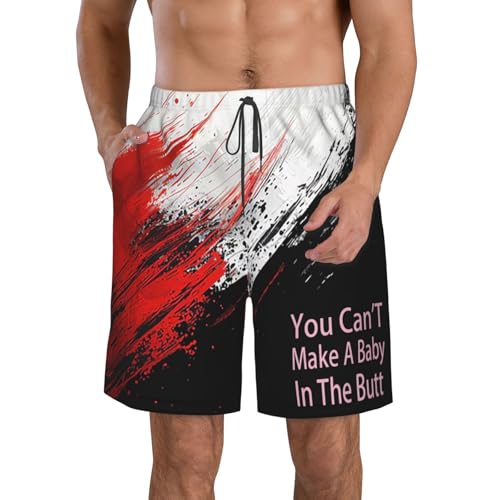 Board Shorts,You Can't Make A Baby in The Butt Mens Swim Trunks,Quick Dry Beach Swim Shorts Swimwear with Pockets