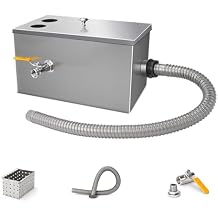 Commercial Grease Intercepto, Grease Interceptor, 1.2mm Thickness Stainless Steel Commercial Grease Trap, for Home Kitchen, Wastewater Size 50x29x29