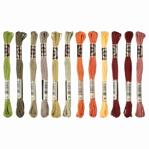 Image of PATIKIL 12 Skeins Embroidery Floss Polyester Embroidery Threads Bracelets String for Cross-Stitch Hand Embroidery, Autumn Colors