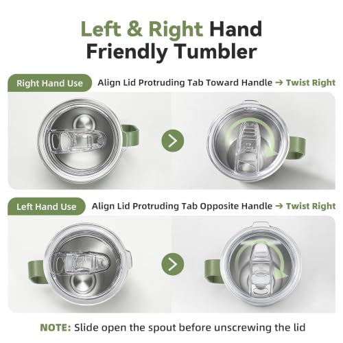 Image of 30 oz Stainless Steel Tumblers Bulk with Handle and Lid, 4 Pack | Powder Coated, Double Wall Vacuum Insulated, Leak Proof Lid, Keep Drinks Cold and Hot, for office, party, camping,Army Green