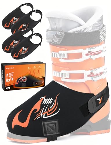 Yncotte Ski Boot Covers, 2 Pairs Boot Glove Keep your Feet Dry & Warm, Neoprene Ski Shoe Covers Waterproof for Skiers Winter Outdoor Skiing Accessories Ski Gift (Medium)