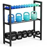 3 Tier Adjustable Dumbbell Rack - Heavy-Duty 330LB Capacity Weight Storage Stand for Dumbbells, Kettlebells - Space-Saving Home Gym Organizer (Rack Only)
