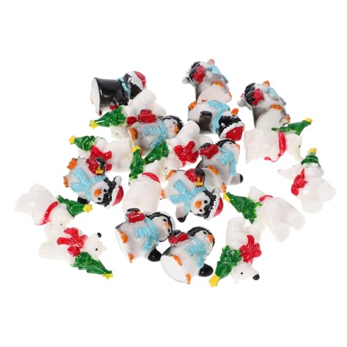 Abaodam 20pcs Adorable Christmas Miniature Figurines Resin Bear Penguin Statues for Holiday Decor for Landscapes Desktop Display and Festive Decorations
