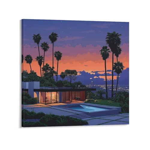 永井博アートポスター (6) ウォールアート キャンバス 印刷 画像の絵 壁掛け 飾り ホーム装飾28x28inch(70x70cm)