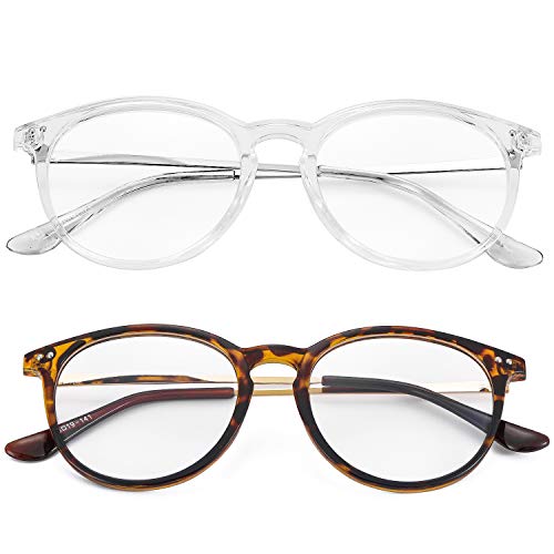 Image of Kursan Non Prescription Clear Lens Fake Glasses for Women Men Retro Round Plastic Frame Eyeglasses