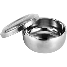 Agatige Shaving Bowl with Lid, Stainless Steel Shaving Soap Cream Bowl Shave Mug Container Face Cleaning Care Shave Tool for Men Wet Shave