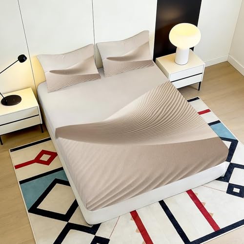 Drap housse 90x200 dune de sable désert 3D en microfibre pour lit une place