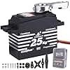 HobbyPark Waterproof RC Servo 25KG High Torque Metal Gear Digital Servo for 1/12 1/10 RC Car Truck Buggy Programmable 2BB Control Angle 180° HV (Coreless Motor)