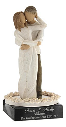 Willow Tree Together Cake Topper (Personalized)-Disclaimer Engraved Marble Bases Will Show Unique marbeling and Lines-