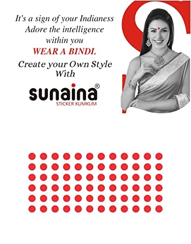 Image of Sunaina New Gold Sticker Kumkum Forehead Round Bindis Velvet Pottu /Bindi Box With 15 Cards /Flaps For Women & Girls (GR007, Red)