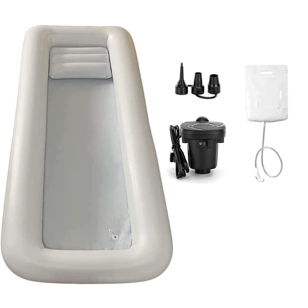 Kit de ducha inflable médica, ayuda de baño en la cama para discapacitados, ancianos, pacientes postrados en cama o lesionados, bañera portátil de PVC en cama con bomba de aire eléctrica, bolsa de