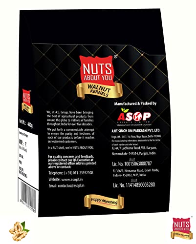 Image of Nuts About You WALNUT Kernels, 400 g | Jumbo Size | Light Halves | Vacuum Packed | Akhrot giri | Premium