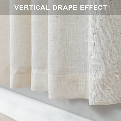 Natural Linen Bedroom Curtains 63 Inch Length 2 Panels Back Tab Rod Pocket Sheer Light Filtering Semi Transparent Lightweight Ivory Cream Colored Curtain For Living Room Sand Beach Farmhouse Off White #TOP5