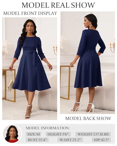 RUMIA Women's Cocktail Dresses 3/4 Sleeve Vintage Wedding Guest Dress (XS-3XL) - Image 4