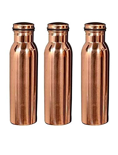 KK ONCE COPPER Pure Copper Water Bottle No Joint, 100% 1 Liter Set of 3 Bottle